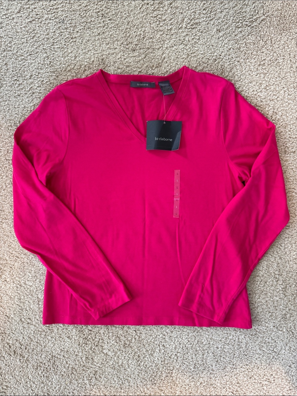 Liz Claiborne Long Sleeve V-Neck Top